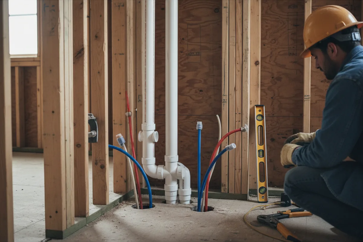 Drain and supply rough-in during Drain Cleaning in Cherry Valley
